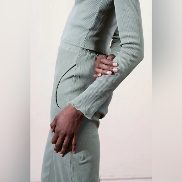 Maria Stanley Pierce Cropped Ribbed Long Sleeve Top in Celadon- Still Selling - Picture 4 of 13